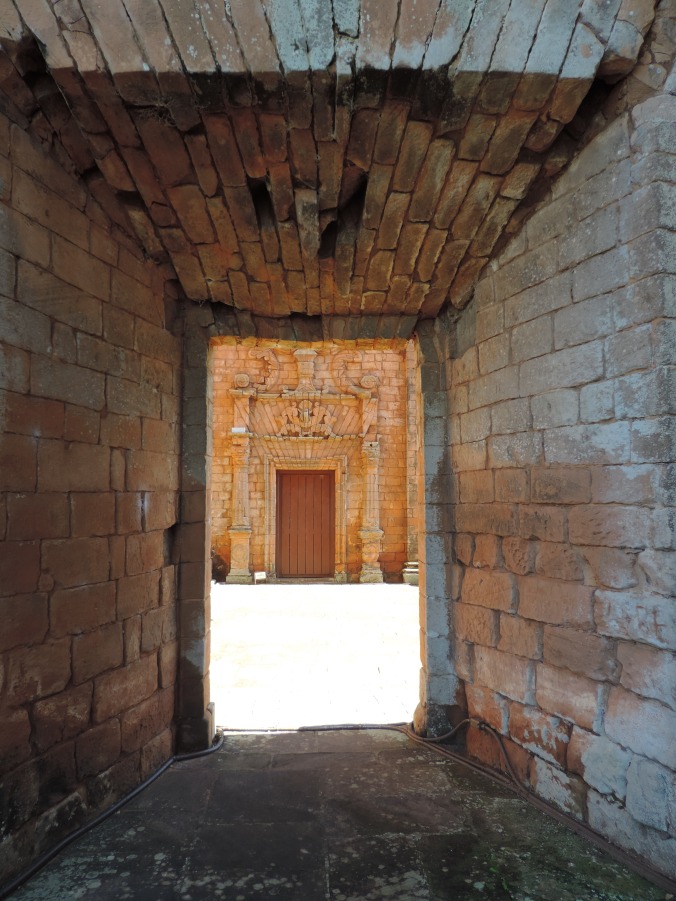 View through a doorway at the ruins in Trinidad.